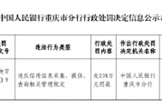 中國銀行重慶市分行被罰238萬元：違反信用信息采集、提供、 查詢相關管理規(guī)定