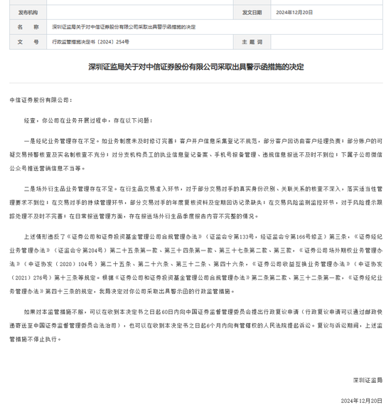 中信證券，被采取監(jiān)管措施！招商證券、華鑫證券也被點(diǎn)名