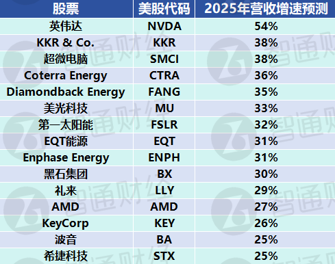 Wolfe給出標普500“選股指南”：15只今年營收至少增長25%的成分股