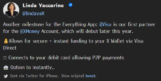 X選擇Visa作為邁向“萬能應(yīng)用”目標(biāo)的首個數(shù)字錢包合作伙伴