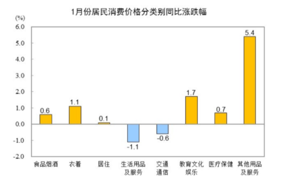 國家統(tǒng)計局：2025年1月份居民消費價格同比上漲0.5%