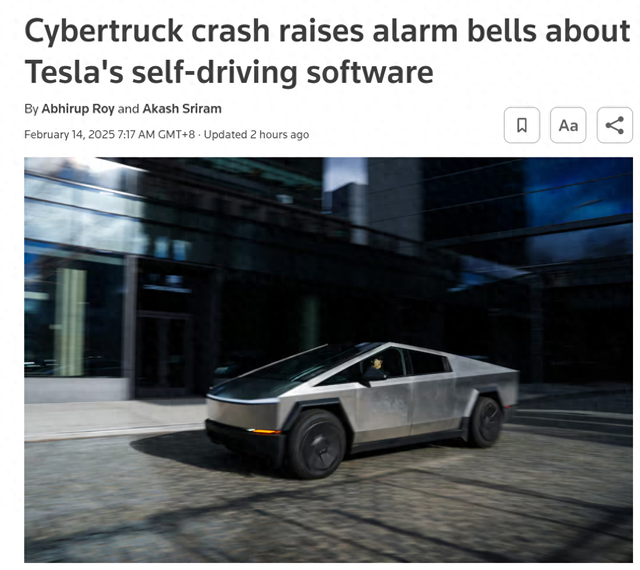 特斯拉Cybertruck事故引發(fā)對(duì)其自動(dòng)駕駛軟件的擔(dān)憂